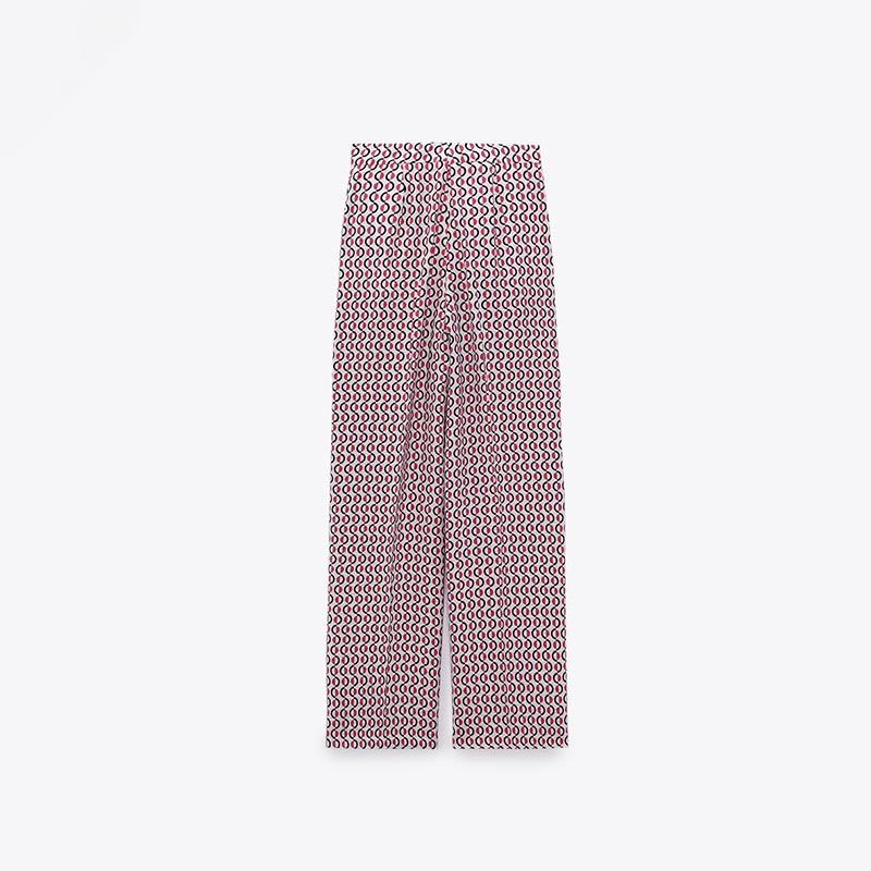 printed straight-leg pants