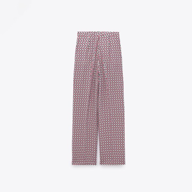 printed straight-leg pants