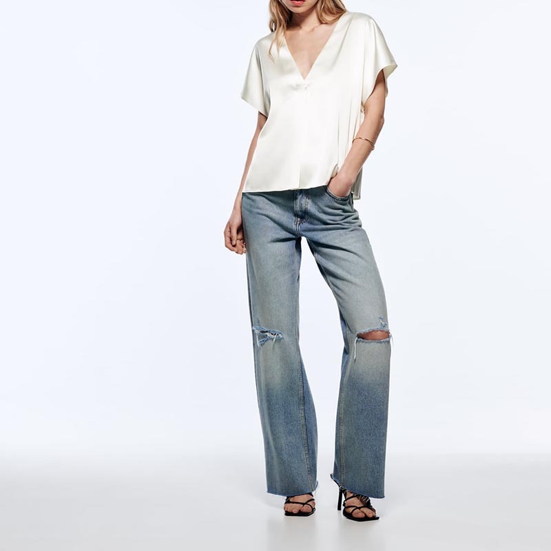 Silk-satin T-shirt