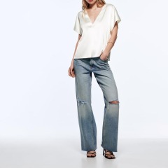 Silk-satin T-shirt