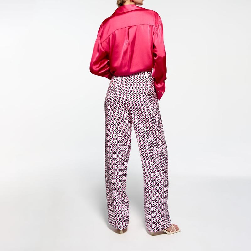 printed straight-leg pants