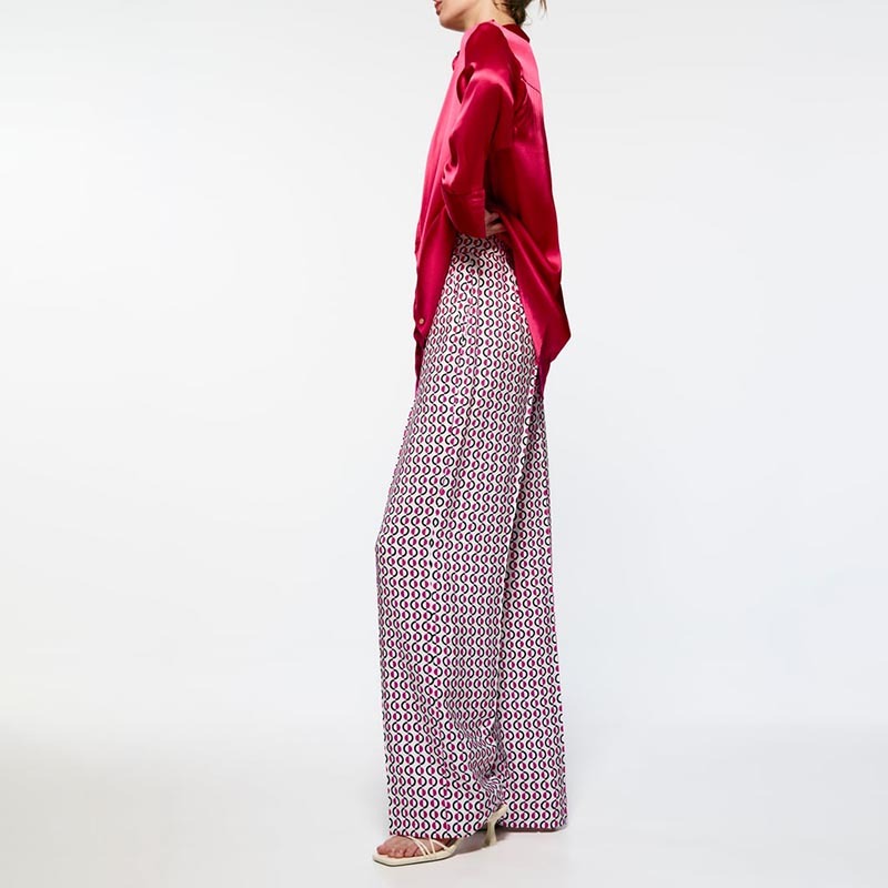 printed straight-leg pants