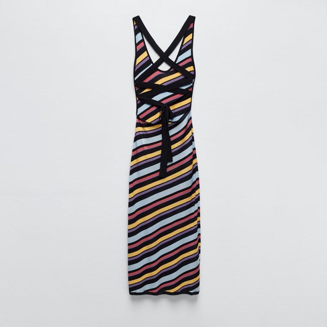 diagonal stripe knit dress