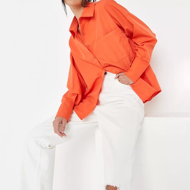 orange oversized poplin shirt