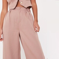 pink co ord pinstripe wide leg trousers