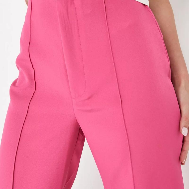 petite pink tailored straight leg trousers
