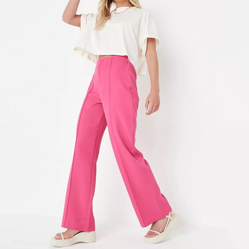 petite pink tailored straight leg trousers
