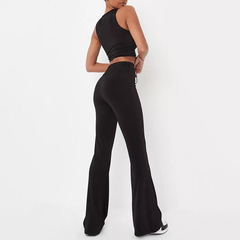 Black Co ord Double Layer Skinny Flared Pants