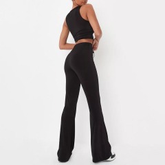 Black Co ord Double Layer Skinny Flared Pants