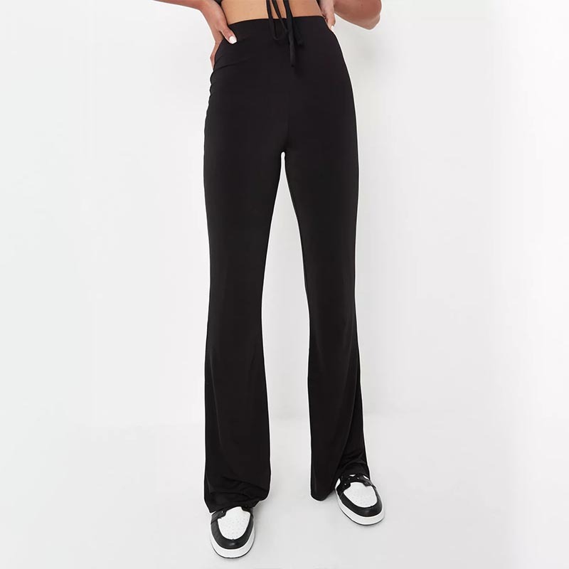 Black Co ord Double Layer Skinny Flared Pants