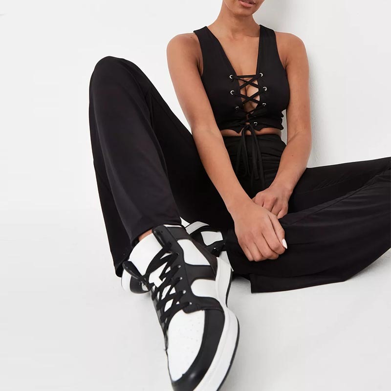 Black Co ord Double Layer Skinny Flared Pants