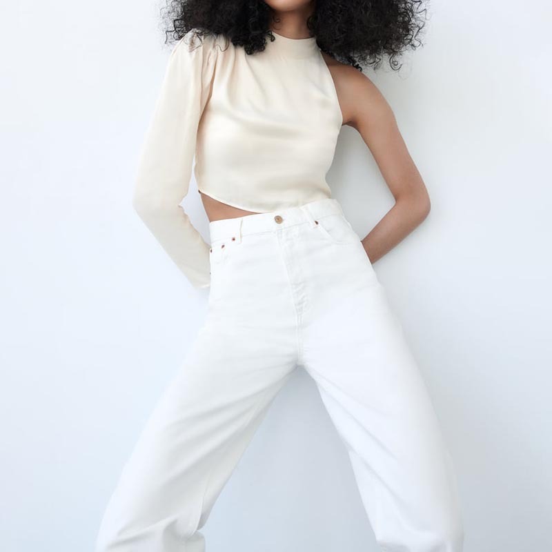 asymmetric satin shirt