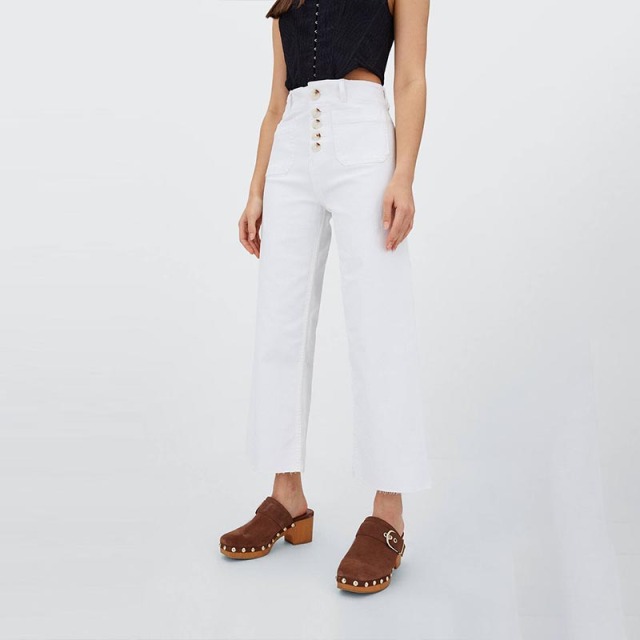 cropped minimalist jeans with pockets