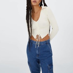 Gathered asymmetric polo shirt