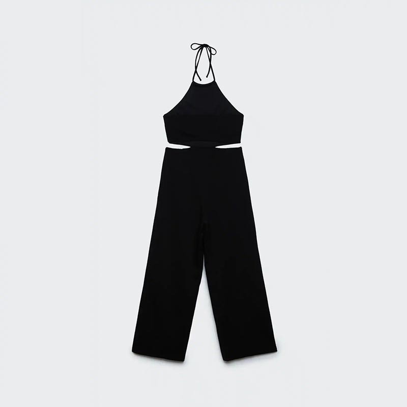 sling-neck knitted jumpsuit