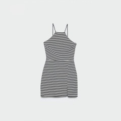 Cropped Halterneck Striped Dress