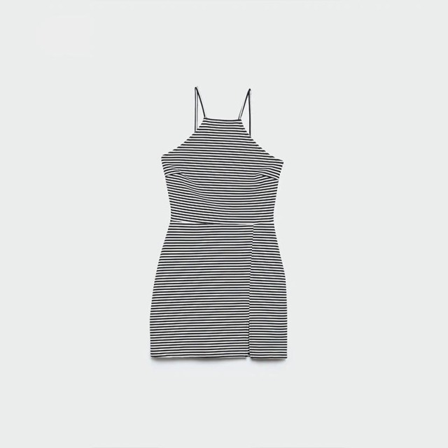 Cropped Halterneck Striped Dress