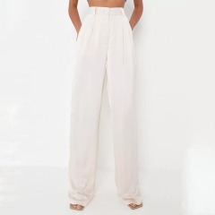 petite champagne satin wide leg trousers
