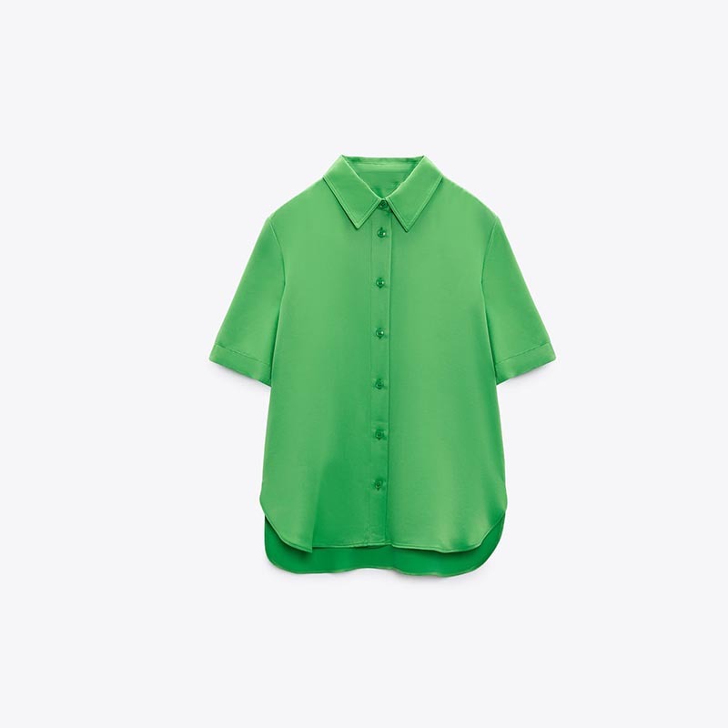 Slit Silk-satin Shirt