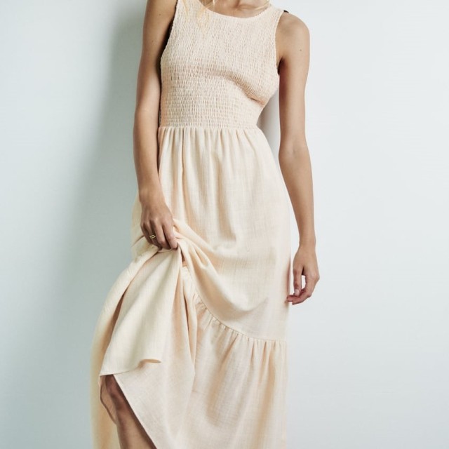 Rustic Dress With Low-cut Back