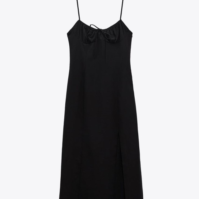 Linen Blend Midi Dress