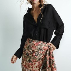 Beaded Print Wrap Skirt