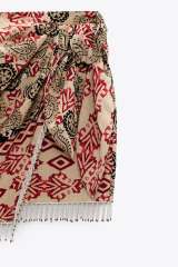Beaded Print Wrap Skirt