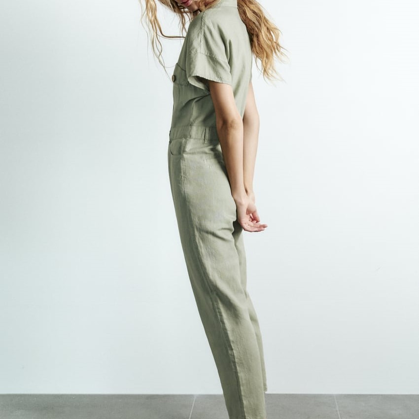 Long Linen Blend Jumpsuit