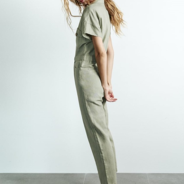 Long Linen Blend Jumpsuit