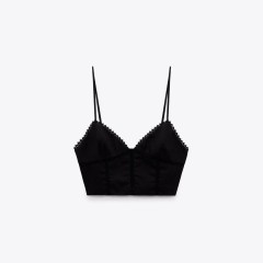 Poplin Top With Lace Trims