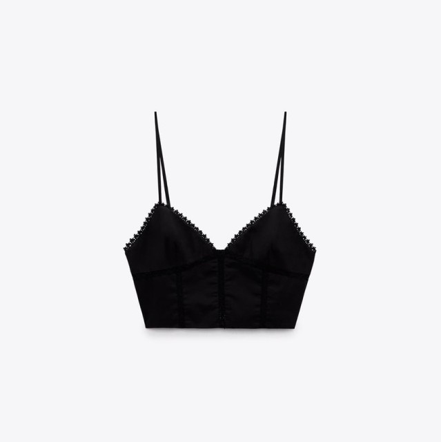 Poplin Top With Lace Trims