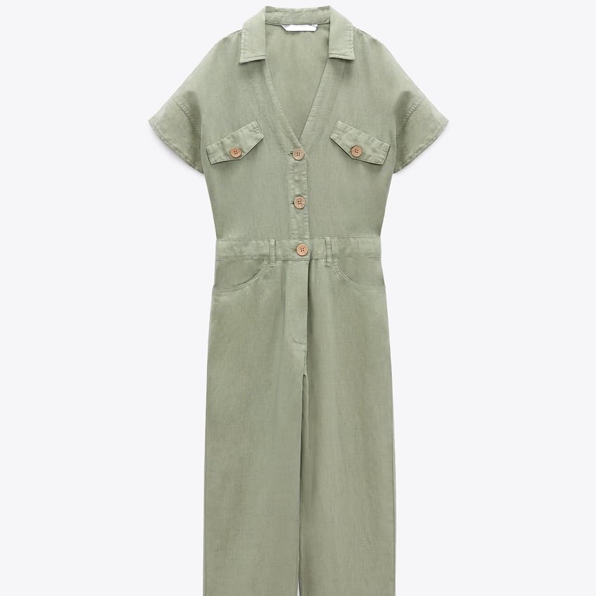 Long Linen Blend Jumpsuit