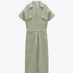Long Linen Blend Jumpsuit