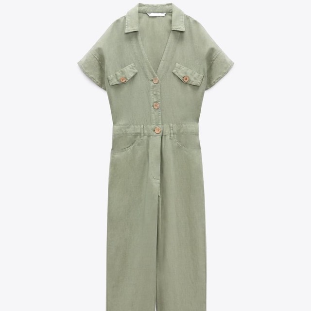Long Linen Blend Jumpsuit