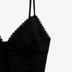 Poplin Top With Lace Trims