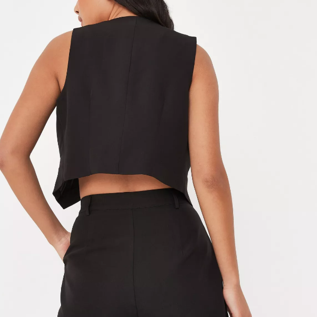 Black co ord Button Front Waistcoat