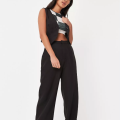 Black co ord Button Front Waistcoat