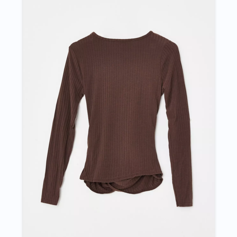 Black and Brown Ruched Front Rib Top 2 Pack