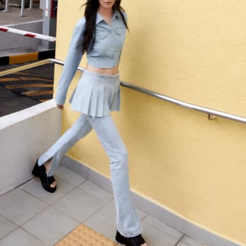 Cropped Denim Shirt