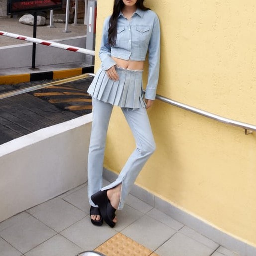 Cropped Denim Shirt