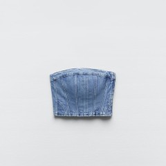 Denim Corsetry-Inspired Top