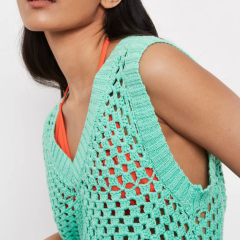 green crochet knit vest top