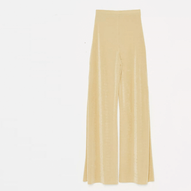 chartreuse slinky wide leg trousers