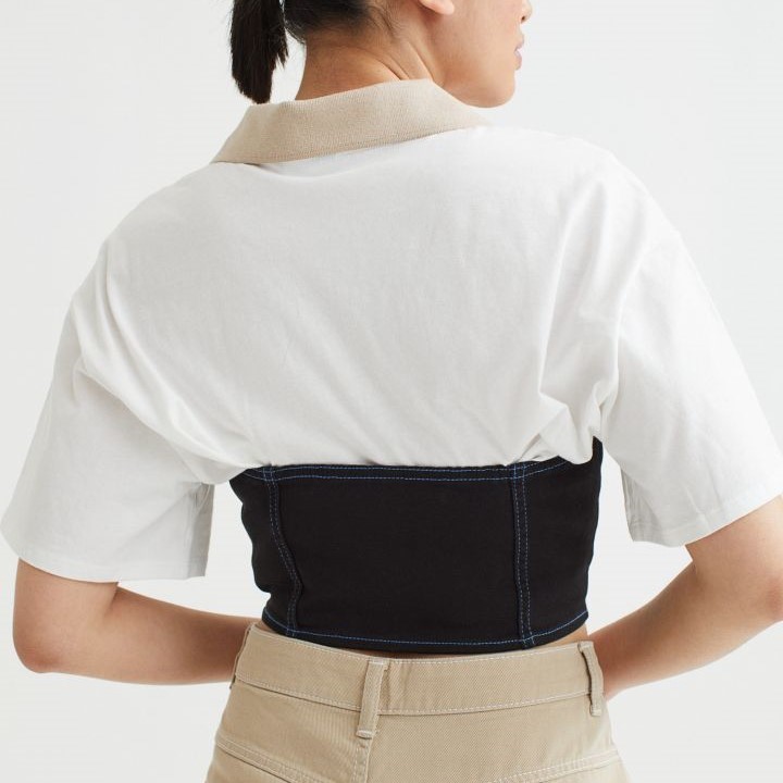 strapless twill top