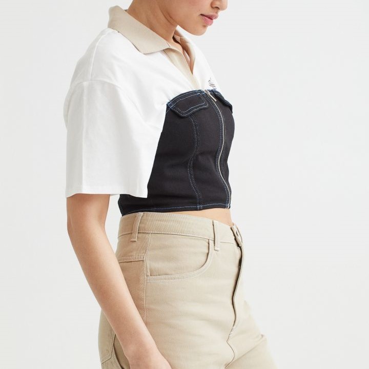 strapless twill top
