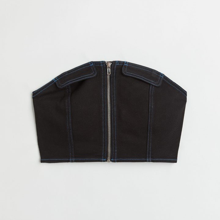 strapless twill top
