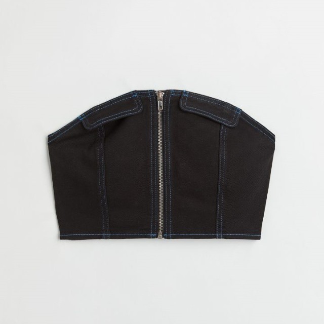 strapless twill top