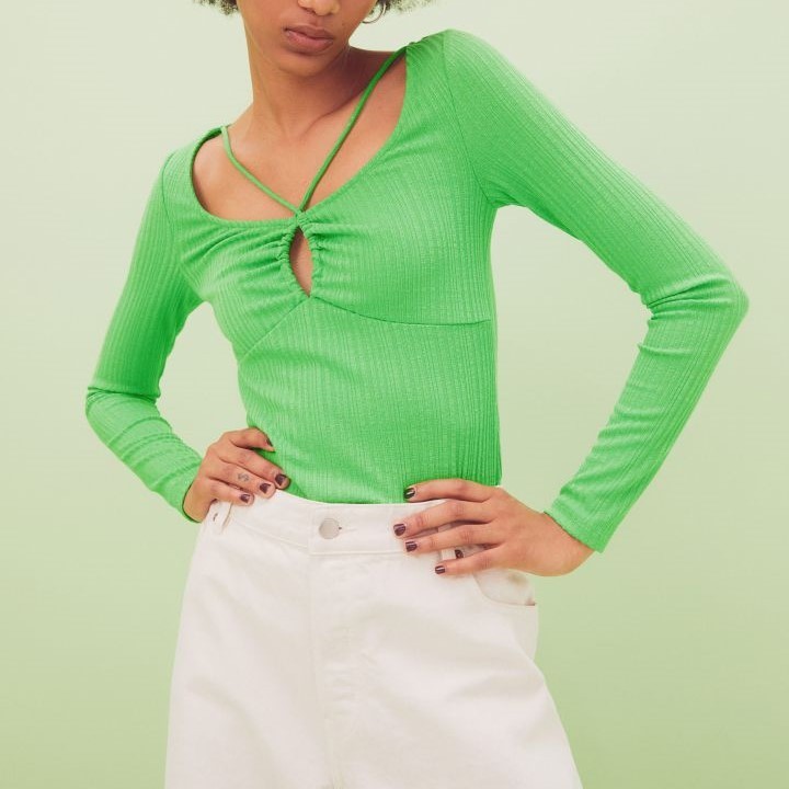 Ribbed jersey top