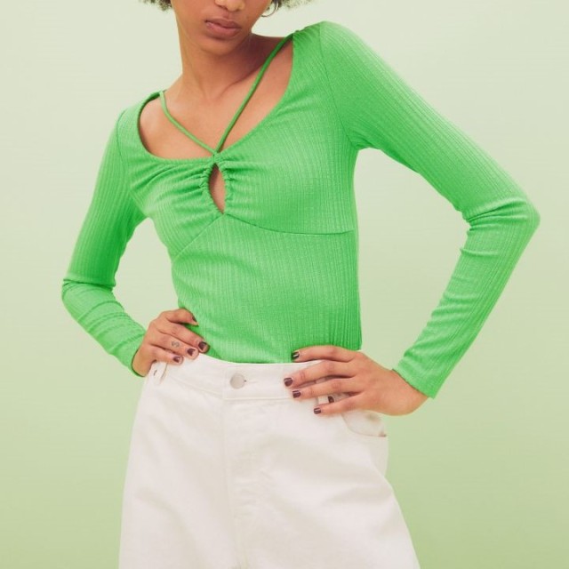 Ribbed jersey top