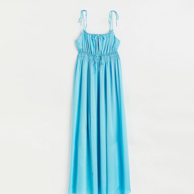 waist gathered maxi dress